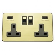 Double 13A Switched Socket with USB 
