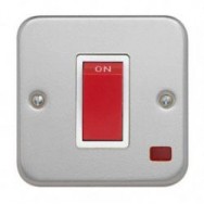 Single 45A DP Cooker Switch with Neon + Backbox