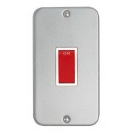 Vertical 45A Cooker Switch on Double Plate + Backbox