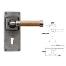 Pewter & Oak Lever Handle with Jesmond Lock Backplate 