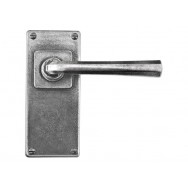 Pewter Lever Handle on Jesmond Long Latchplate (sprung)