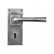 Pewter Lock/Keyhole Lever Handle on Jesmond Backplate (sprung)