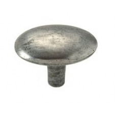Oval Genuine Smooth Pewter Cabinet Knob