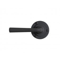 Armor Coat Flat Black Lever Handle on Round Rose Backplate 