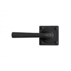 Armor Coat Flat Black Lever Handle on Square Rose Backplate 