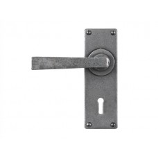 Forged Steel Lever Handle on Lock/Keyhole Backplate 