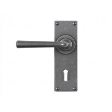 Forged Steel Lever Handle on Lock / Keyhole Backplate 