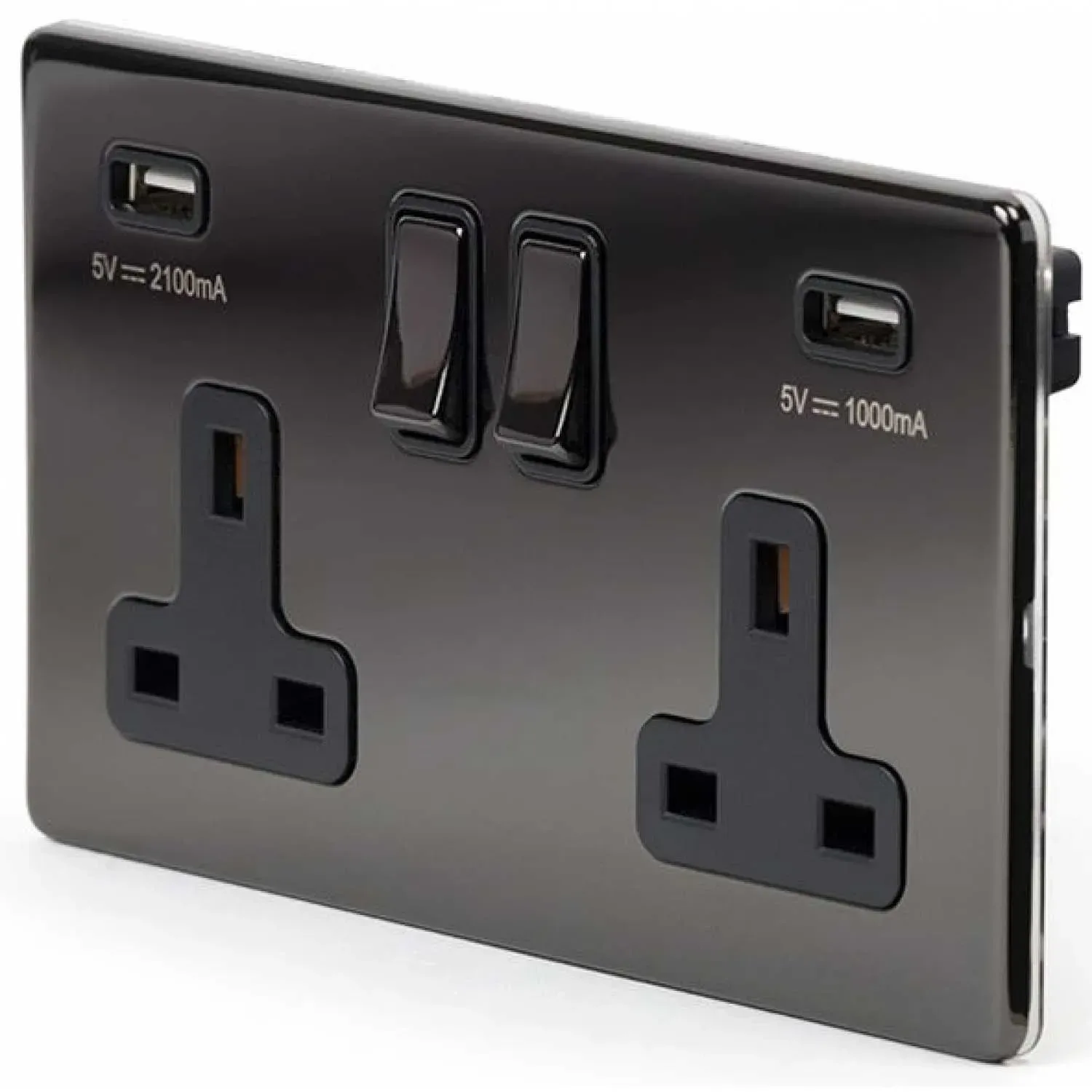 2G Double Pole Switched Socket with USB