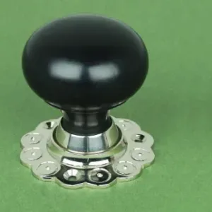 Ebony Door Knob Edwardian Bun Nickel