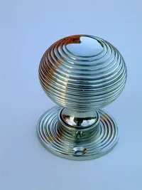 Beehive polished nickel door/rim knob 49mm